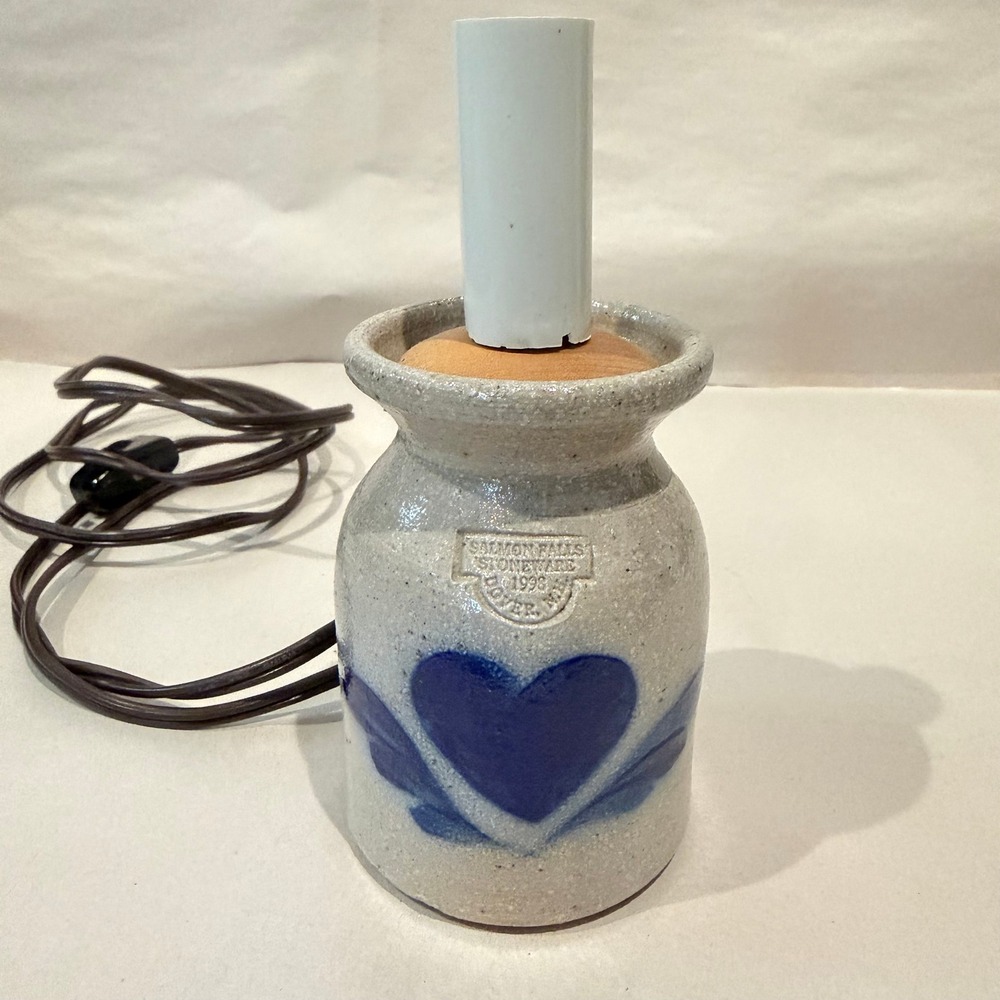 Salmon Falls Mini Lamp Blue Heart 1998 Signed Ann-Margaret Tremblay Dover NH